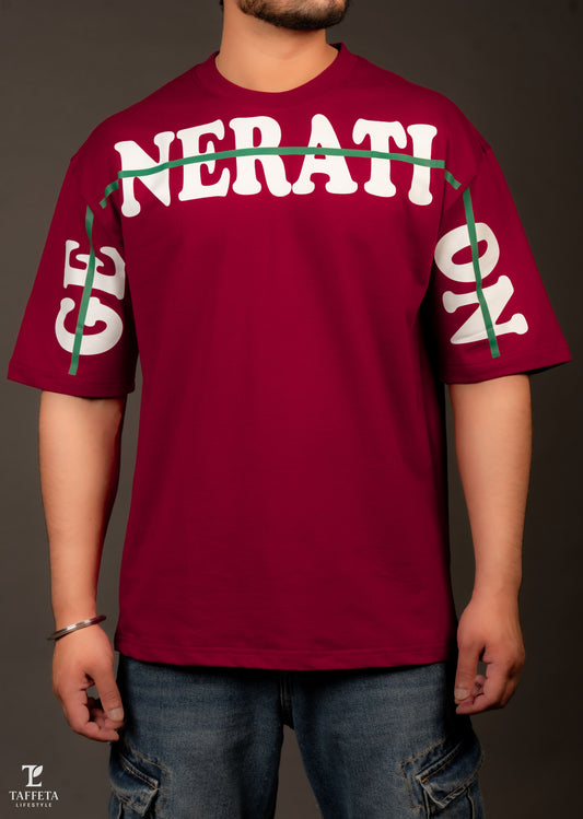 Bold Generation Oversized Tee – Maroon Edition