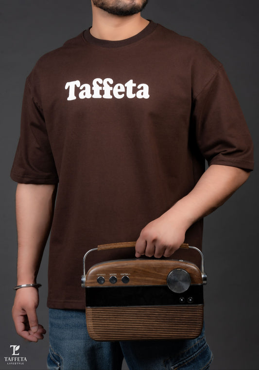 Classic Chocolate Brown Oversized Taffeta Tee.