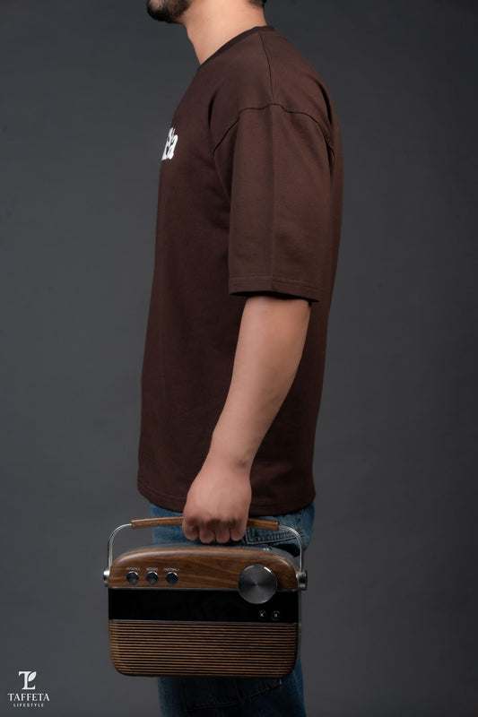 Classic Chocolate Brown Oversized Taffeta Tee.