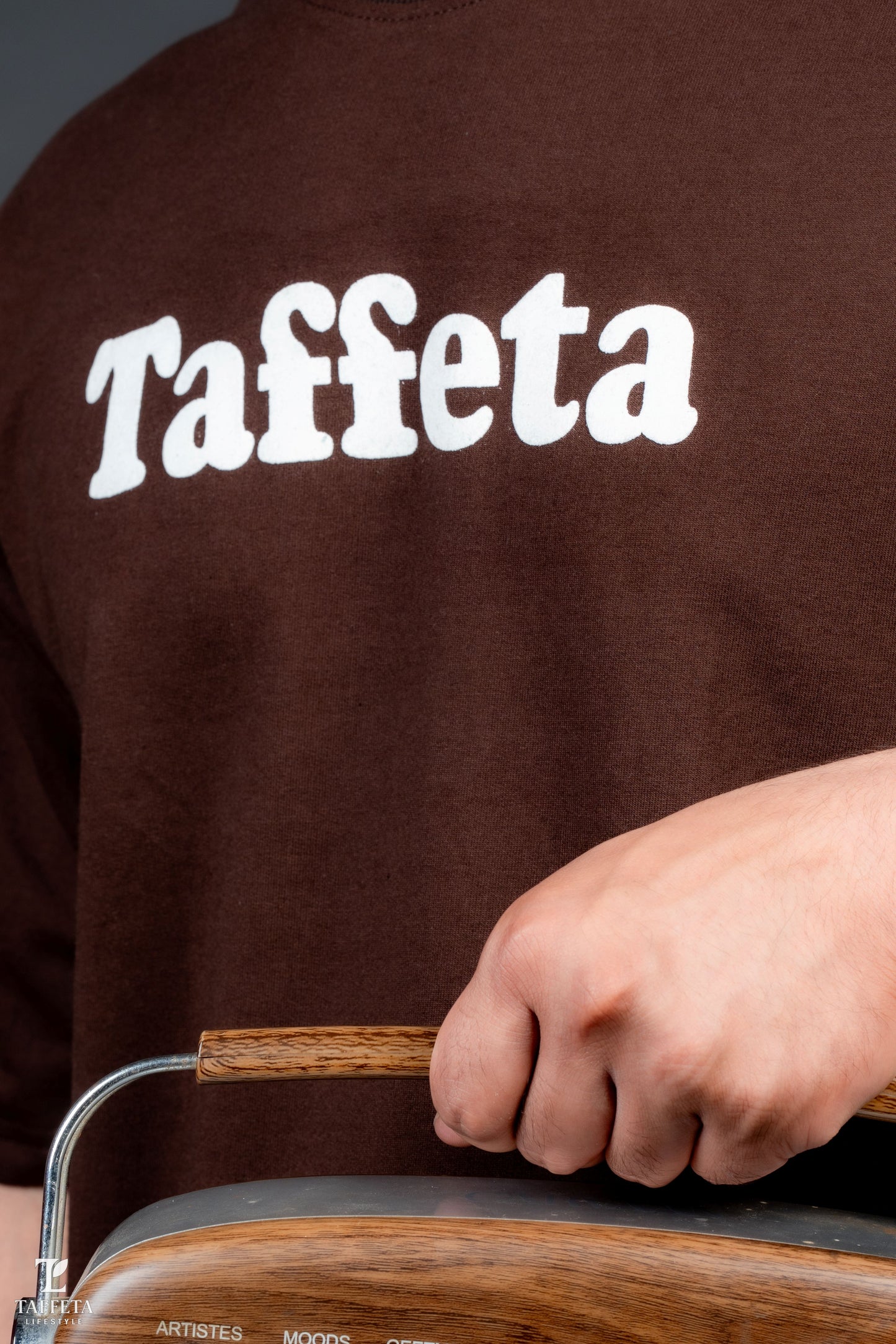 Classic Chocolate Brown Oversized Taffeta Tee.