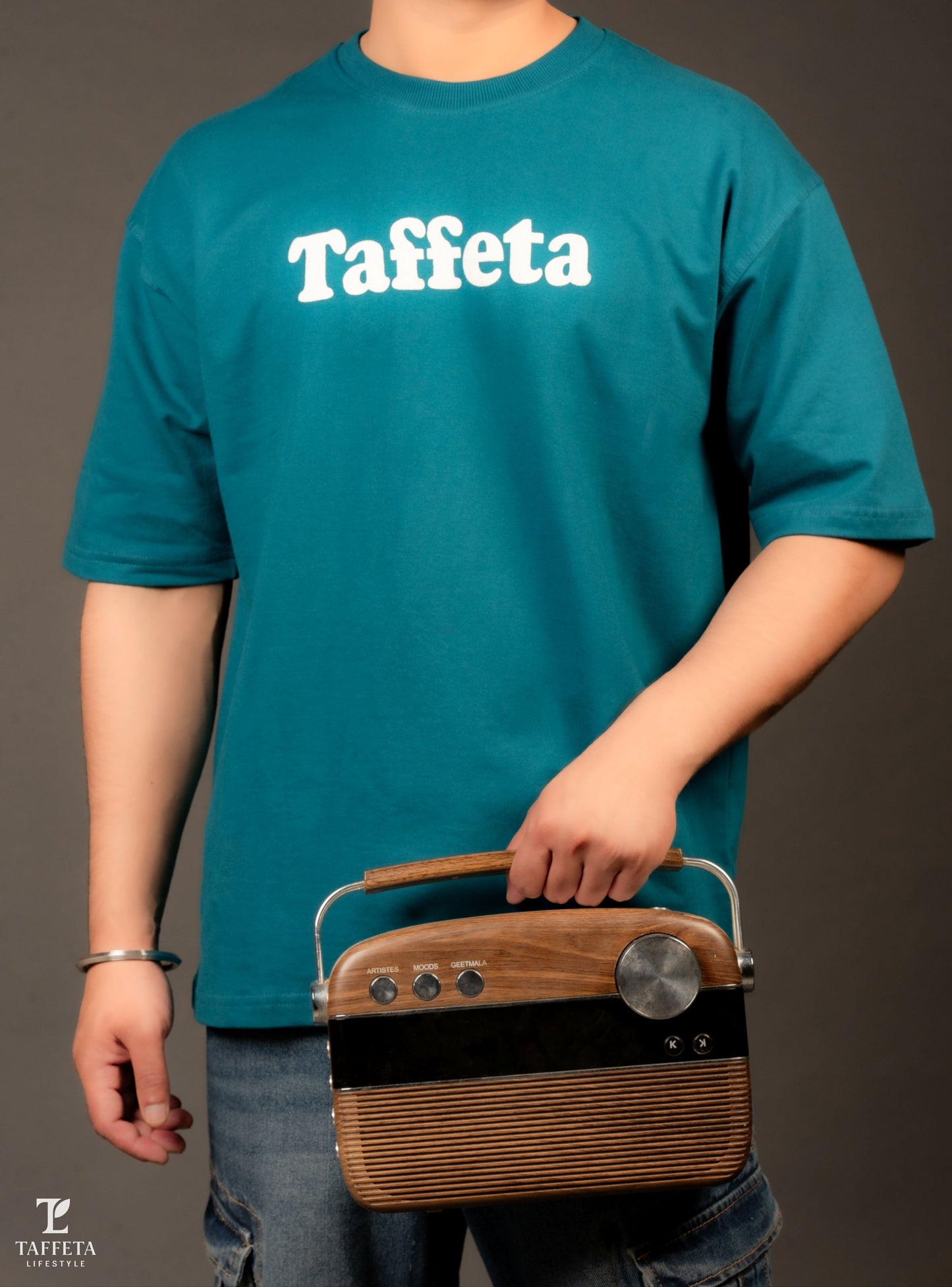 Classic teal colour Oversized Taffeta Tee